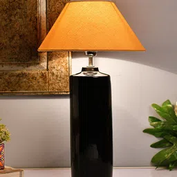 Homesake Black & Beige Solid Handcrafted Bedside Standard Table Lamp with Shade-image-32