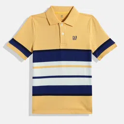 GAP Boys Striped Polo Collar Cotton T-shirt-image-52