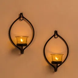 Homesake Set of 2 Black & Yellow Candle Holders-picture-27