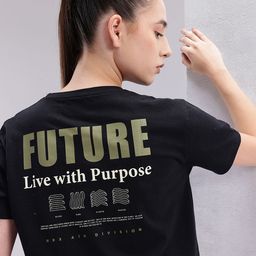 HRX by Hrithik Roshan Women Typography Printed Boxy Fit Lifestyle T-shirt-picture-35