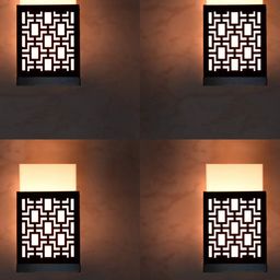 Gojeeva Black 4 Pieces Textured Contemporary Rectangle Shaped Wooden Wall Lamp-picture-16