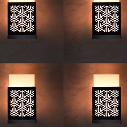 Gojeeva Black 4 Pieces Textured Contemporary Rectangle Shaped Wooden Wall Lamp-picture-14