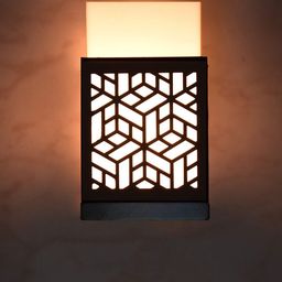 Gojeeva Black Textured Wooden Square Shaped Wall Lamps-picture-41