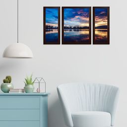 WENS Set Of 3 Blue Nature's View MDF Wall Arts-picture-11
