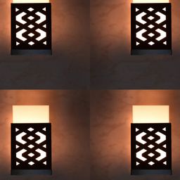 Gojeeva Black & White 4 Pieces Textured Contemporary Wooden Rectangle Shaped Wall Lamp-picture-1