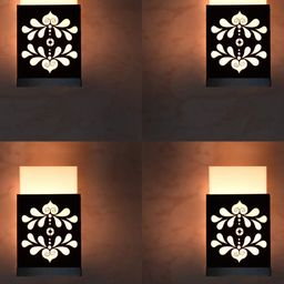 Gojeeva Black 4 Pieces Wood Square Shaped Textured Contemporary Wall Lamp-picture-5