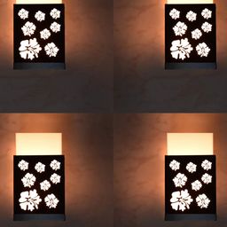 Gojeeva Black 4 Pieces Wood Square Shaped Textured Contemporary Wall Lamp-picture-23