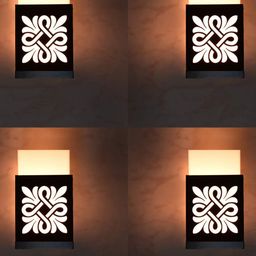 Gojeeva Black 4 Pieces Wood Square Shaped Textured Contemporary Wall Lamp-picture-28