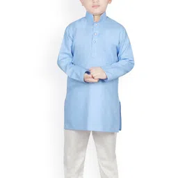 SG YUVRAJ Boys Blue & White Solid Kurta with Pyjamas-picture-35