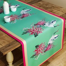 SEJ by Nisha Gupta Green & Pink Printed Table Runner-picture-45