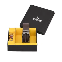 Pacific Gold Men Brown & Silver-Toned Genuine Leather Accessory Gift Set-image-76