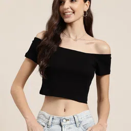 HERE&NOW Off-Shoulder Bardot Crop Top-picture-15