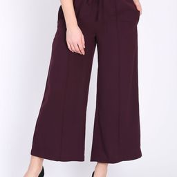 DODO & MOA Women Maroon Regular Fit Solid Parallel Trousers-picture-9