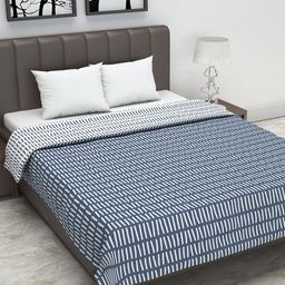 Divine Casa Blue & White Abstract AC Room 110 GSM Double Bed Dohar-picture-6