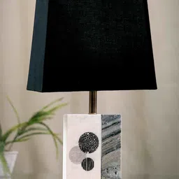 POSH-N-PLUSH Black & White Solid Marble  Bedside Standard Table Lamp image 1