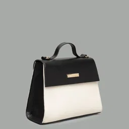 Mast & Harbour White & Black Colourblocked Structured Satchel Bag image 2