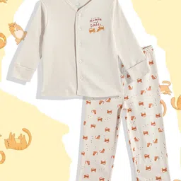 mothercare Kids Printed Pure Cotton T-shirt with Pyjamas image 1
