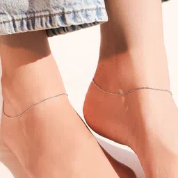 Zavya 925 Sterling Silver Rhodium-Plated Silver-Toned Anklet image 1