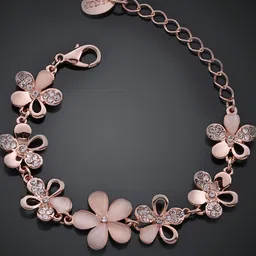 YouBella Rose Gold-Toned & Peach-Coloured Floral Stone-Studded Bracelet-picture-28