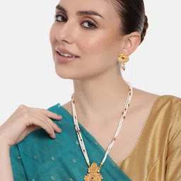 Estele Gold-Plated Stone-Studded & Pearls Beaded Jewellery Set-picture-18