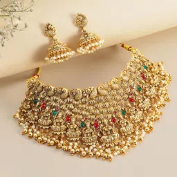 Peora Gold-Plated Faux Kundan & Beads Studded Jewellery Set-picture-16