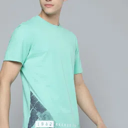 Reebok Men Green Brand Logo Printed Pure Cotton Slim Fit Performance T-shirt-picture-18