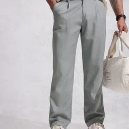 WROGN Men Anti Fit Pleated Chinos Trousers Comes With A Fabric Belt-picture-6