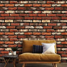 Jaamso Royals Brown Brick Self Adhesive Removable Wallpaper-picture-38