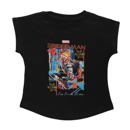 Marvel by Wear Your Mind Girls Black Striped Round Neck T-shirt-image-30