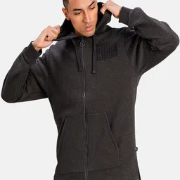 Puma Men Grey Solid Rebel Bold FZ Hoody FLSporty Track Jacket-picture-18