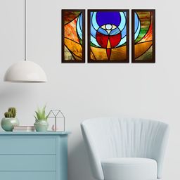 WENS Set of 3 Yellow & Blue Modern Visual Art Wall Paintings-picture-23