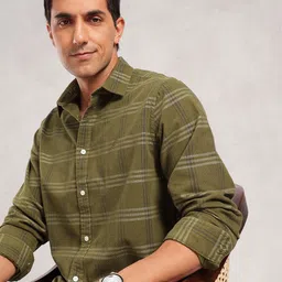 Nautica Pure Cotton Textured Checked Classic Fit Casual Shirt-picture-40
