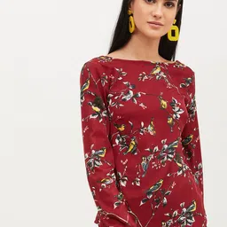 Harpa Women Maroon Floral Printed Top-image-3