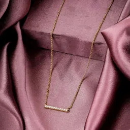 CAUER 925 Sterling Silver Gold plated Diamond Bar Pendant Chain Necklace-picture-21