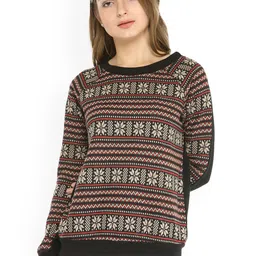 Zima Leto Women Multicoloured Self Design Sweatshirt-picture-41