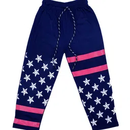 SWEET ANGEL Kids Navy Blue & White Straight Fit Printed Track Pants-picture-10