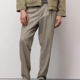 ether Men Tapered Fit Pleated Chinos Trousers-image-37