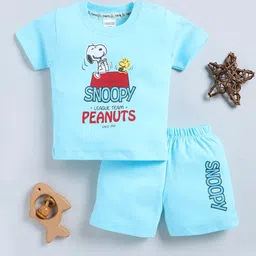 YK X Tinyo Infant Boys Snoopy Printed Pure Cotton T-shirt with Shorts-image-10