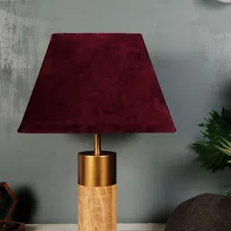 Grated Ginger Maroon & Gold-Toned Textured Frustum Table Lamp-picture-33