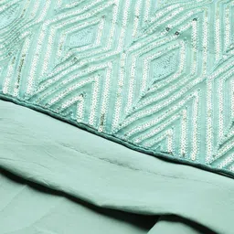 Kvsfab Green & Silver-Toned Embellished Sequinned Semi-Stitched Lehenga & Unstitched Blouse With Dupatta image 3