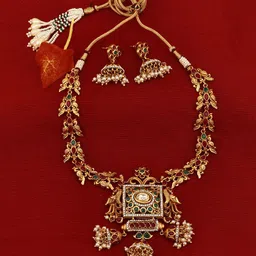 Adwitiya Collection 24 K Gold-Plated & Magenta Studded Antique Jewellery Set-image-61