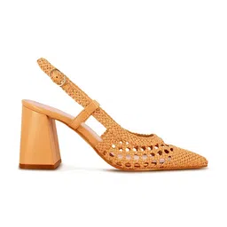Saint G Yellow Leather Block Pumps with Laser Cuts image 3
