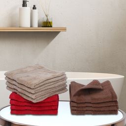 BIANCA Set Of 12 Multicoloured Solid 380 GSM Pure Combed Cotton Terry Face Towels-picture-49