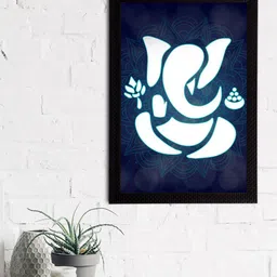 eCraftIndia Blue & White Lord Ganesha Satin Matt Textured UV Wall Painting-picture-24