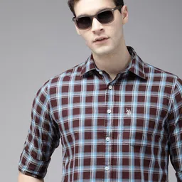 U.S. Polo Assn. Men Tailored Fit Tartan Checks Pure Cotton Casual Shirt image 1