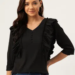 ANTS Women Black Solid Top-image-8