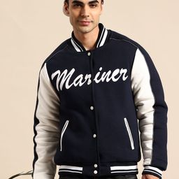 Mast & Harbour Typography Printed Varsity Jacket-picture-31