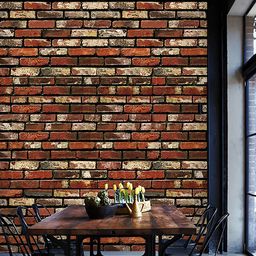 Jaamso Royals Brown Brick Self Adhesive Removable Wallpaper-picture-37