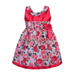 Wish Karo Girls Red & Pink Printed Fit and Flare Dress-picture-54