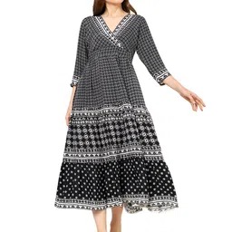 KALINI Floral Printed V Neck A-Line Midi Dress-picture-35